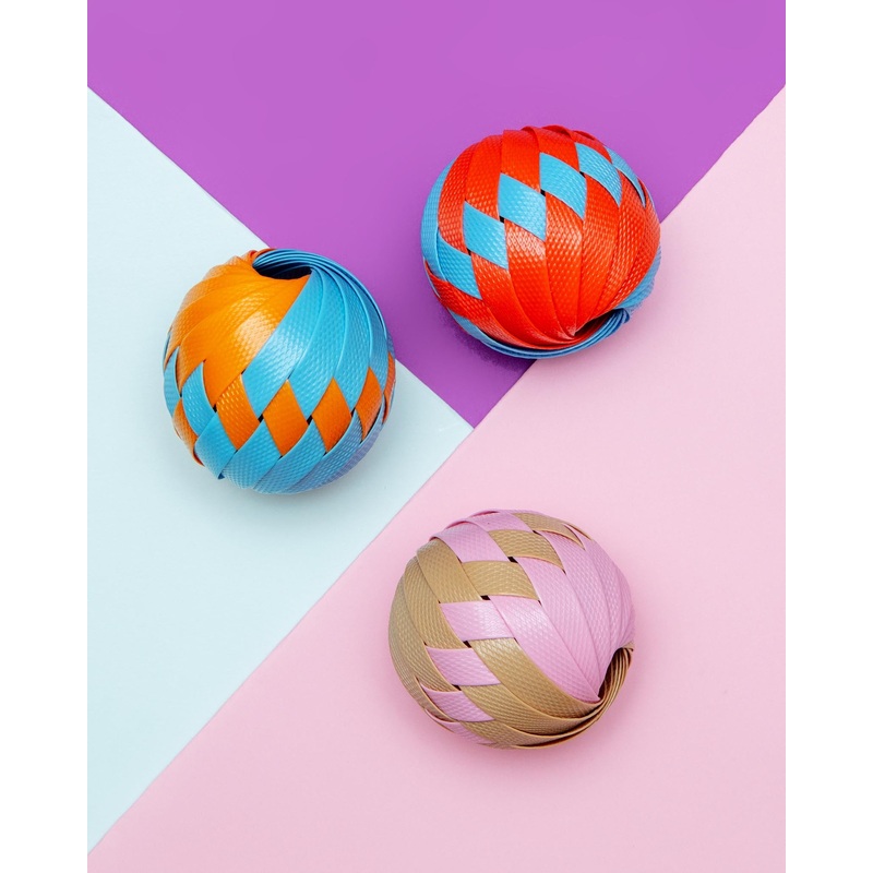Roli Cat Treat Ball Toy|Tangerine & Ice Blue|Lilac & White|Rose & Wheat|Orange & Aqua|Eggplant & Olive|Cherry & Cream