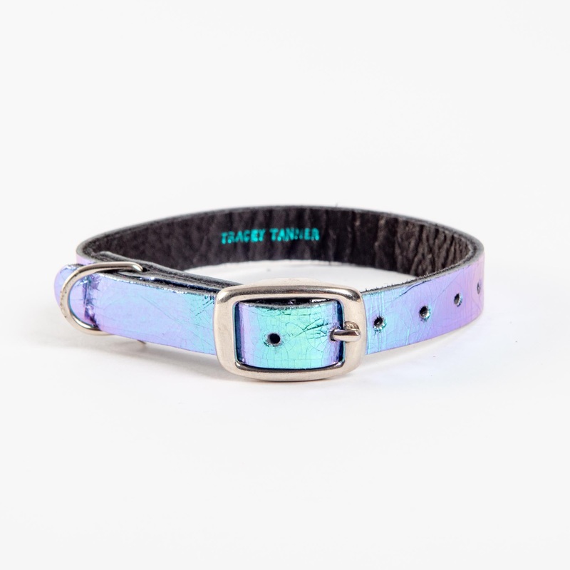 The Cleo Leather Tag Collar in Mermaid Crackle (DOG & CO. Exclusive)