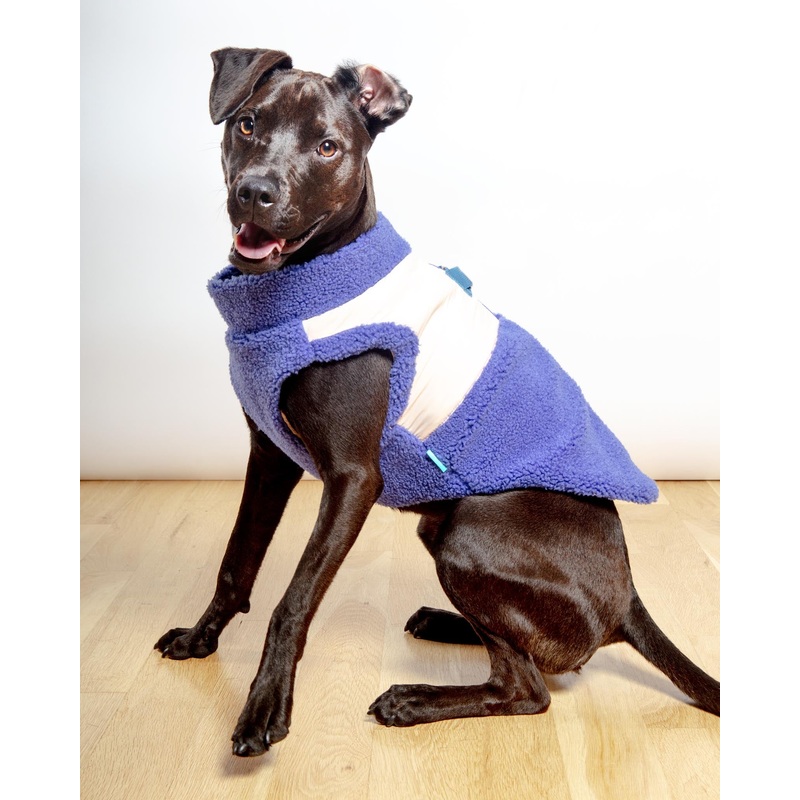 Zip-Up Sherpa Dog Vest in Moonstone Blue (FINAL SALE)