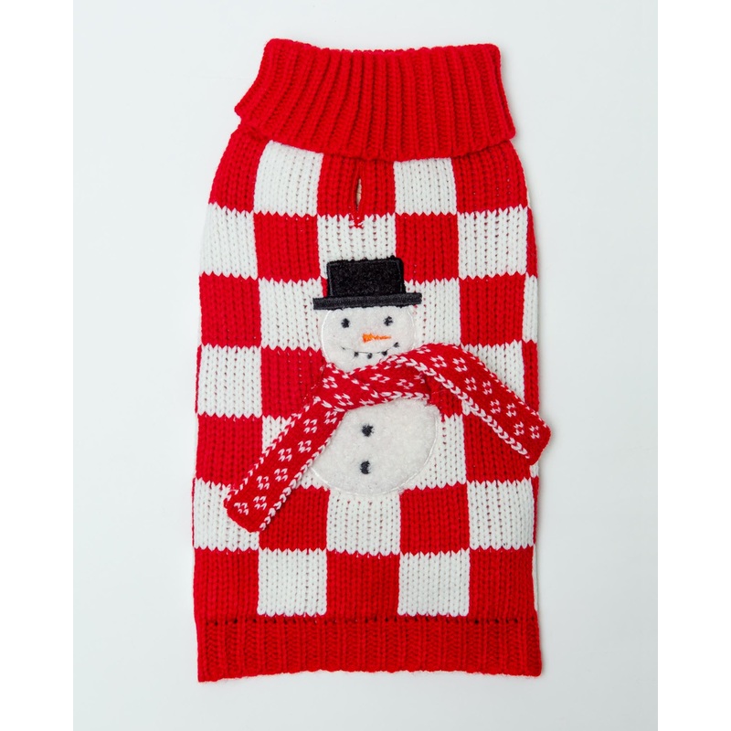 Checkerboard Snowman Sweater for Dogs (FINAL SALE) (FW24LO)