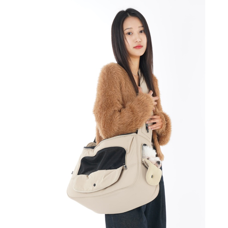 Crossbody Sling Dog Carrier Bag in Black, Beige or Olive (Airline Approved)