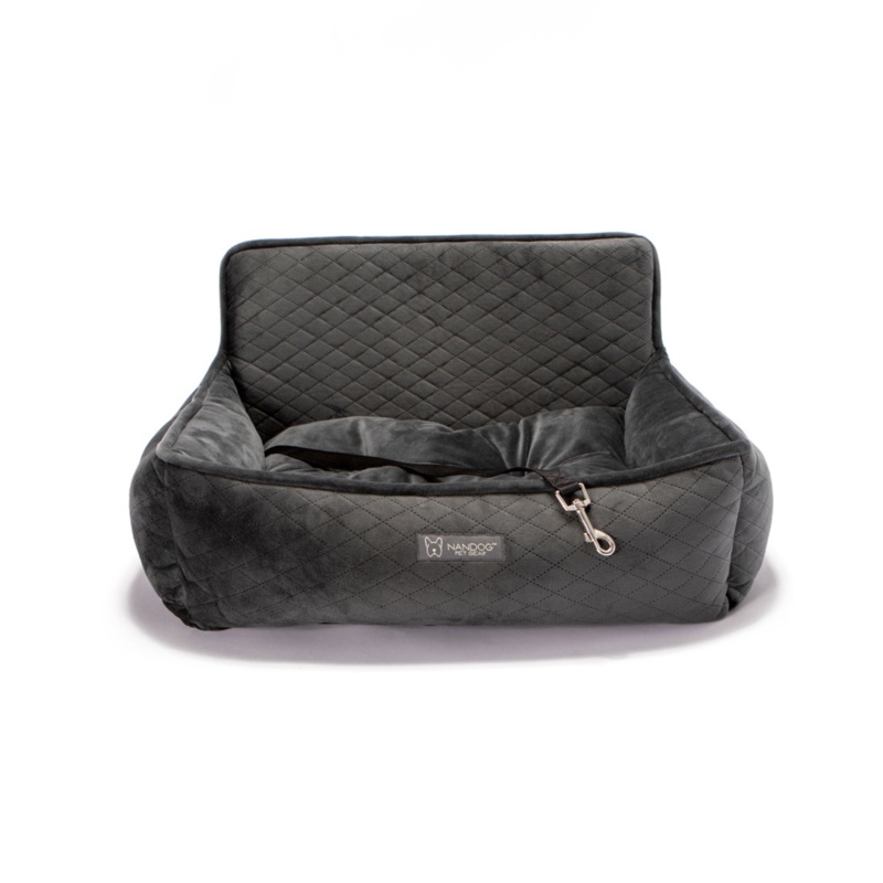 Dark Grey Quilted Dog Car Seat