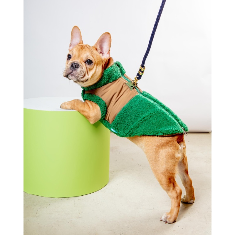 Zip-Up Sherpa Harness Vest in Forest Green (FINAL SALE)