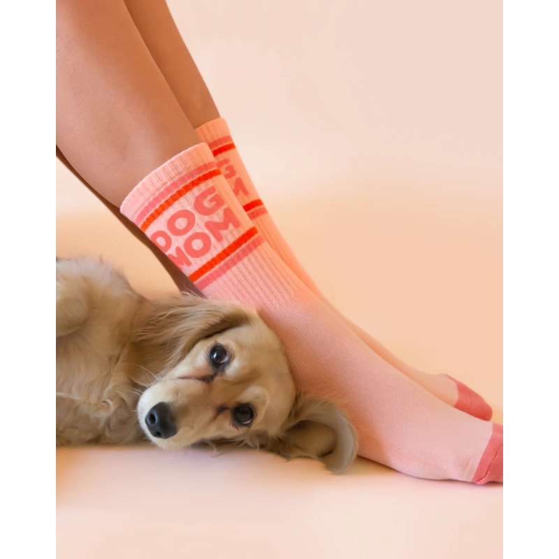 Dog Mom Striped Ribbed Crew Socks