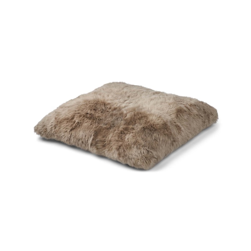 Double-Sided Longwool Sheepskin Cushion Dog Bed in Taupe (35 x 35) (FINAL SALE)