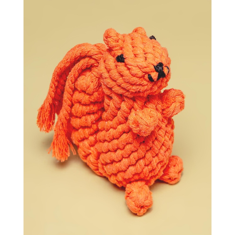 Handmade Eco-Friendly Oliver The Squirrel Rope Dog Toy