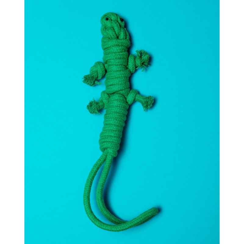 Homemade Eco-Friendly Green Lizard Dog Rope Toy