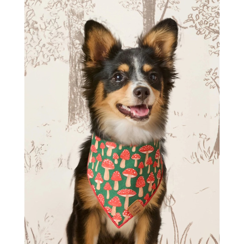 Mushroom Meadow Cotton Dog Bandana (Made in the USA)