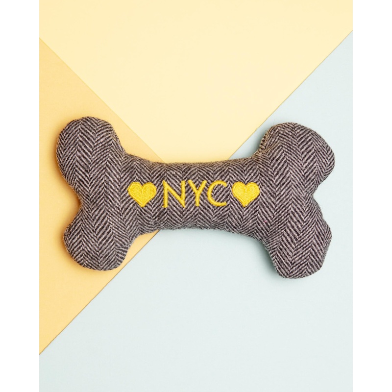 NYC Tweed Squeaker Bone Dog Toy (Made in the USA)