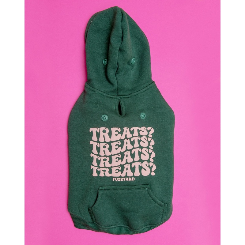 TREATS TREATS TREATS Dog Hoodie in Green (FINAL SALE)