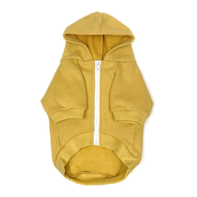 Zip Up Dog Hoodie in Mustard Yellow