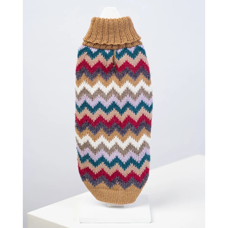 Camel Chevron Alpaca Knit Dog Sweater