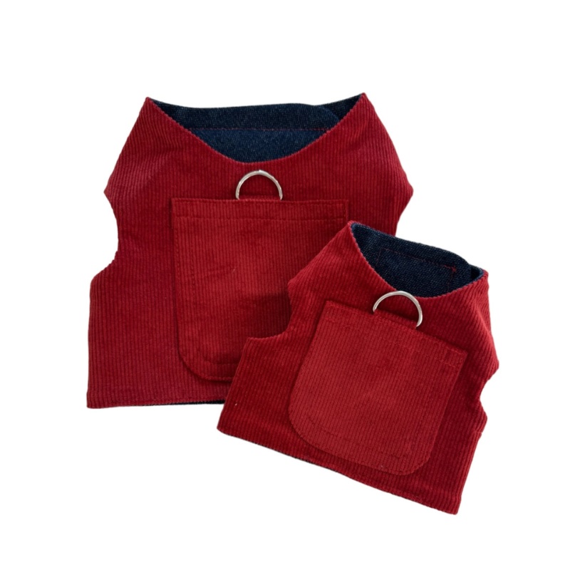 Corduroy Dog Harness in Cherry (Made in the USA)