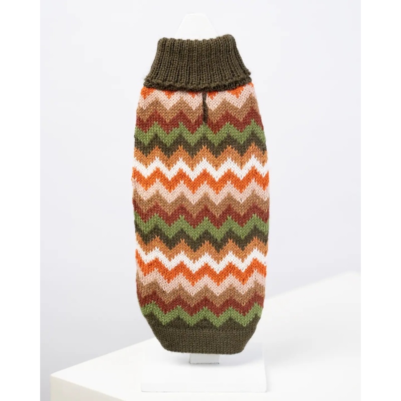 Forest Chevron Alpaca Knit Dog Sweater