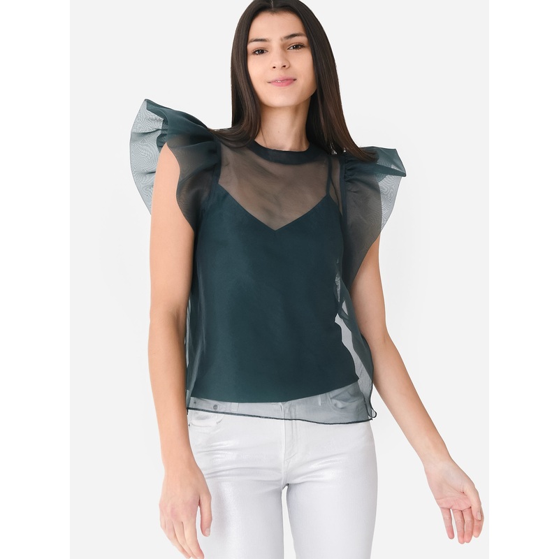 Simkhai Women’s Corina Organza Ruffle Top