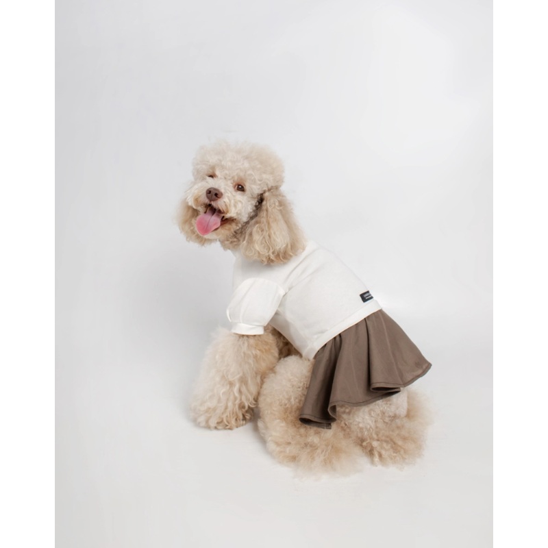 Soft Dog Dress in White & Brown