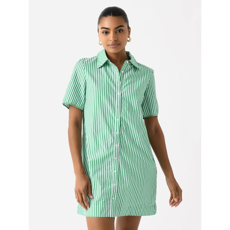 English Factory Women’s Striped Binded Wide Sleeve Mini Dress