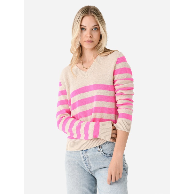 Jumper 1234 Women’s Invert Stripe Vee Sweater