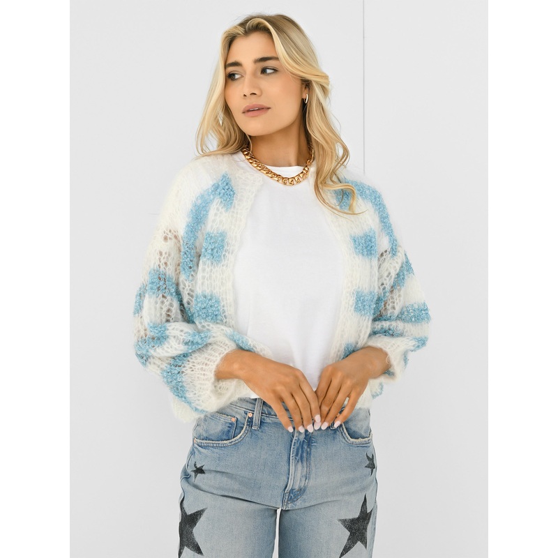 Maiami Women’s Boucle Mix Bomber Cardigan