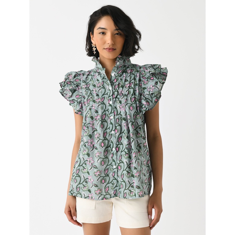 Sur La Vague Women’s Green Flutter Shirt