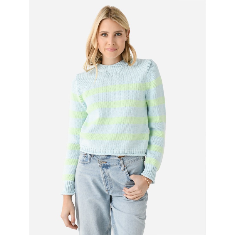 White + Warren Women’s Cotton Rope Striped Crewneck Sweater