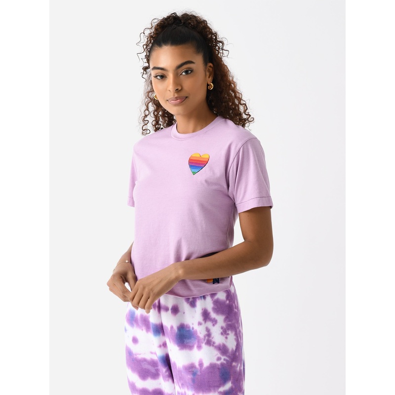 Aviator Nation Women’s Rainbow Heart Stitch Boyfriend Tee