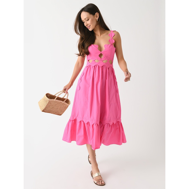 Farm Rio Women’s Cut-Out Organic Cotton Midi Dress
