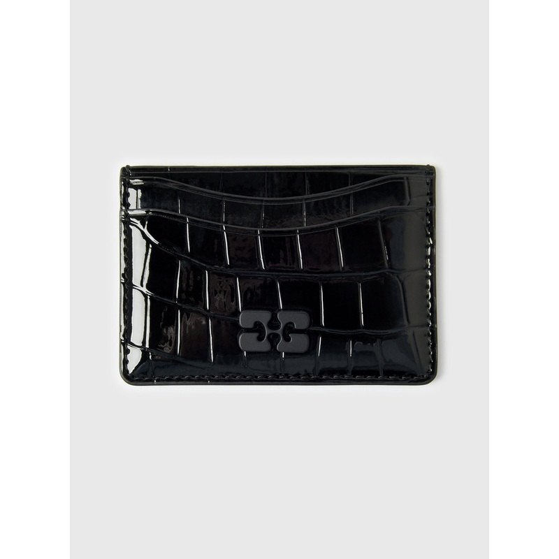 GANNI Bou Croco Patent Card Holder