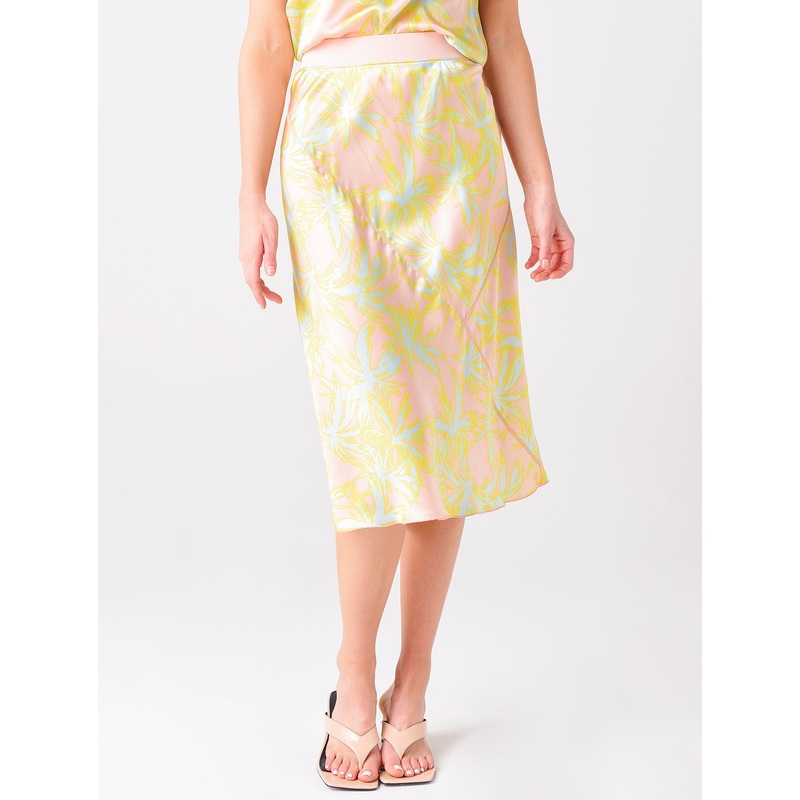ATM Women’s Palm Print Silk Charmeuse Midi Skirt