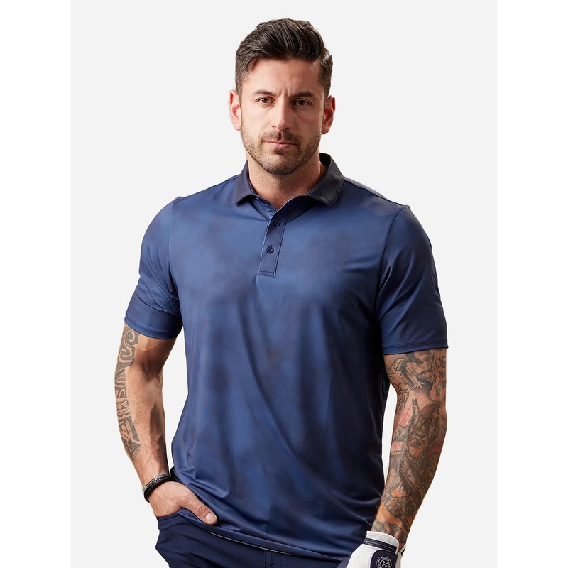 Asher Men’s Dyed Peak Polo|S|NAVY