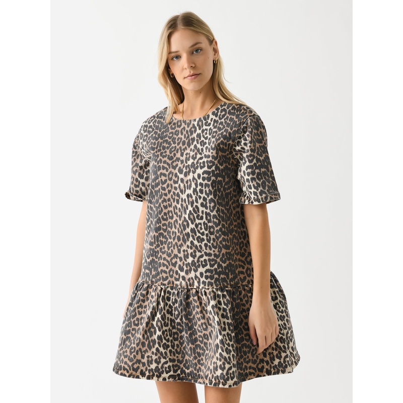 GANNI Women’s Printed Open-Back Denim Mini Dress