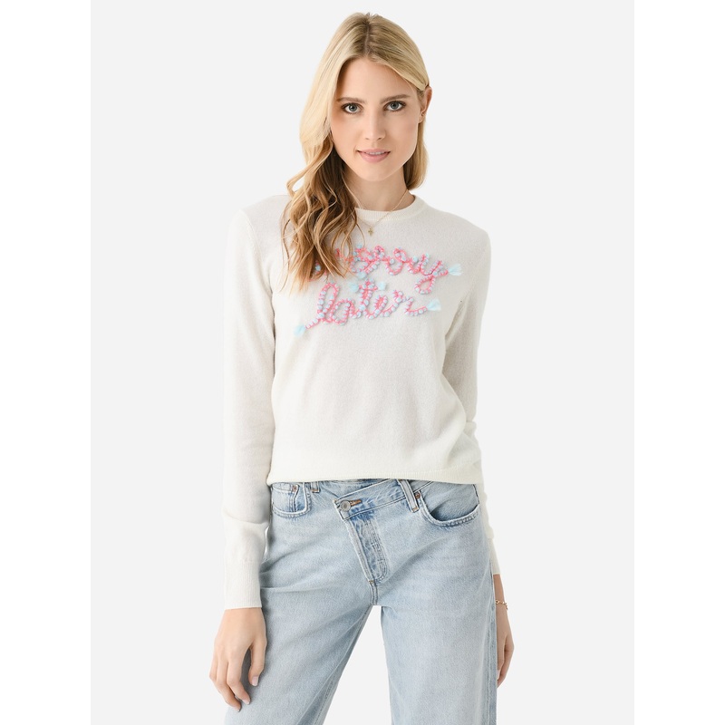 Lingua Franca Women’s Worry Later Crewneck Sweater