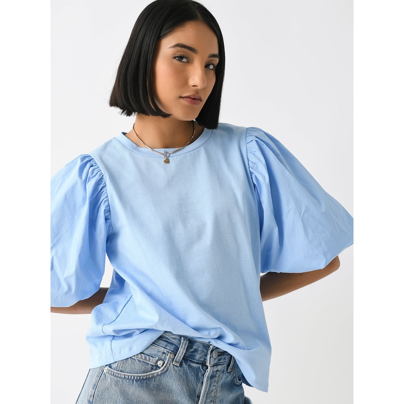 English Factory Women’s Poplin Sleeve Combo T-Shirt