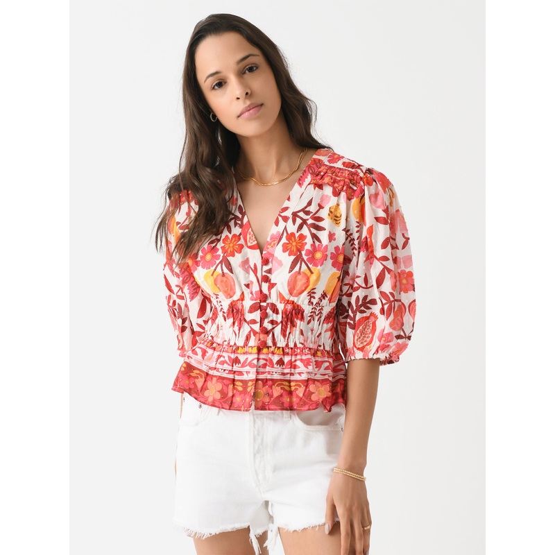 Farm Rio Women’s Romantic Orchard Cropped Blouse