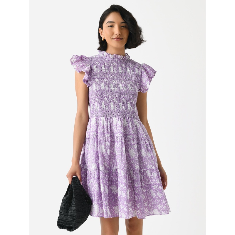 Sur La Vague Women’s Purple Flutter Mini Dress