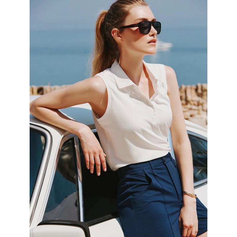 A.Putnam Women’s Classic Sleeveless Cropped Polo