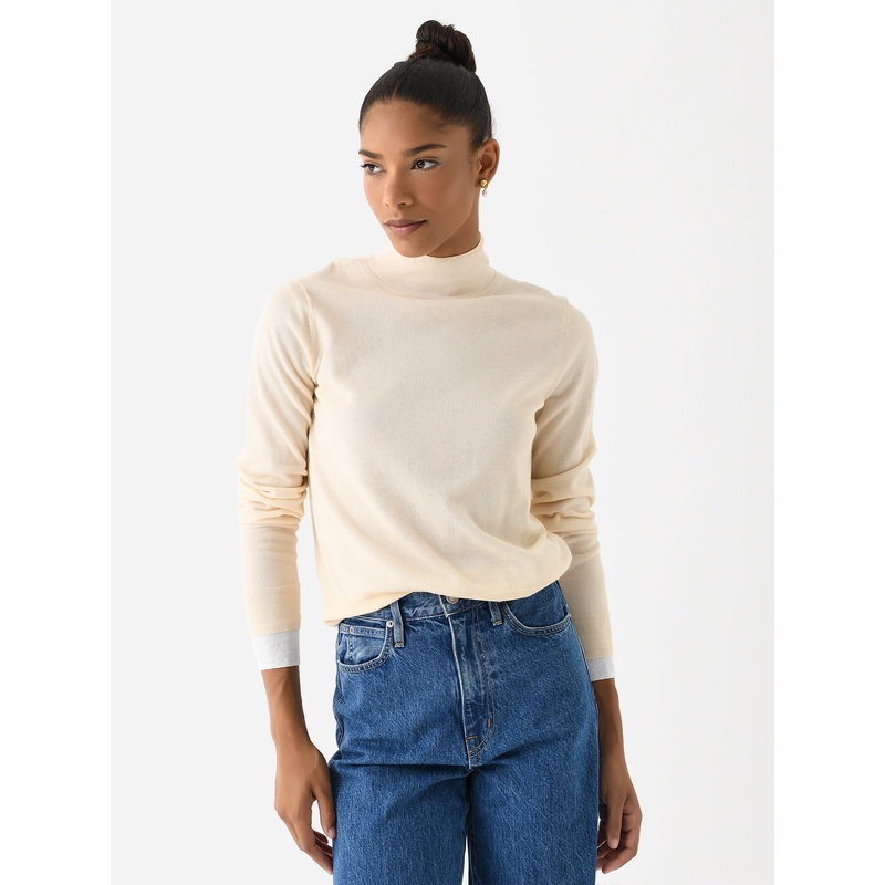 Vince Women’s Italian Cotton-Blend Double-Layer Mock-Neck Sweater