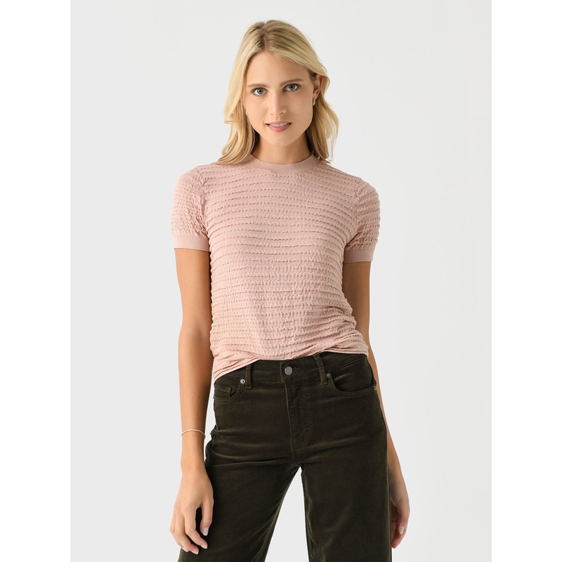 Frame Women’s Smocked Short Sleeve Sweater