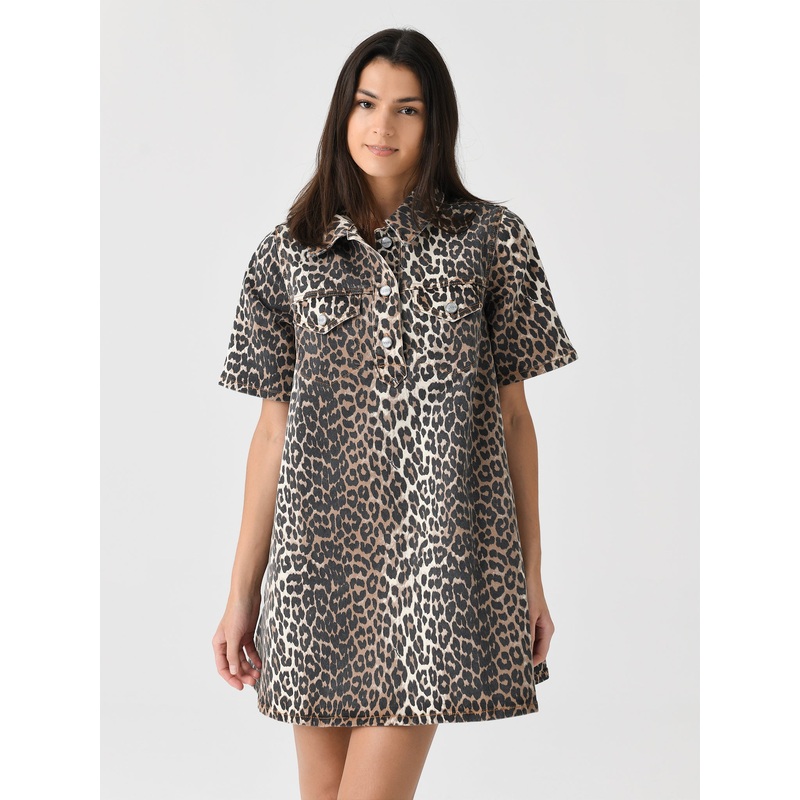 GANNI Women’s Printed Denim Mini Dress