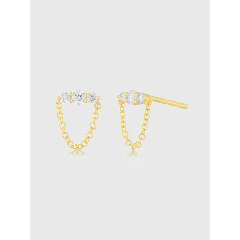EF Collection Graduated Diamond Bar Chain Stud Earrings