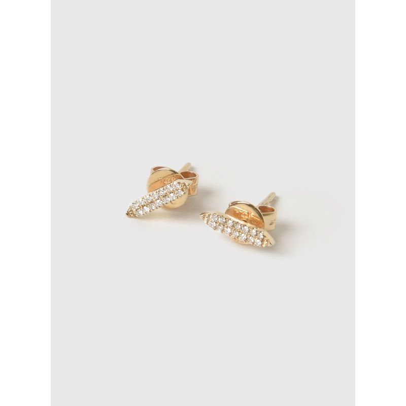 EF Collection Pav Diamond On Point Stud Earrings