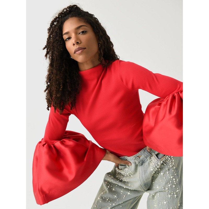 Marques Almeida Women’s Turtleneck Puff Sleeve Top