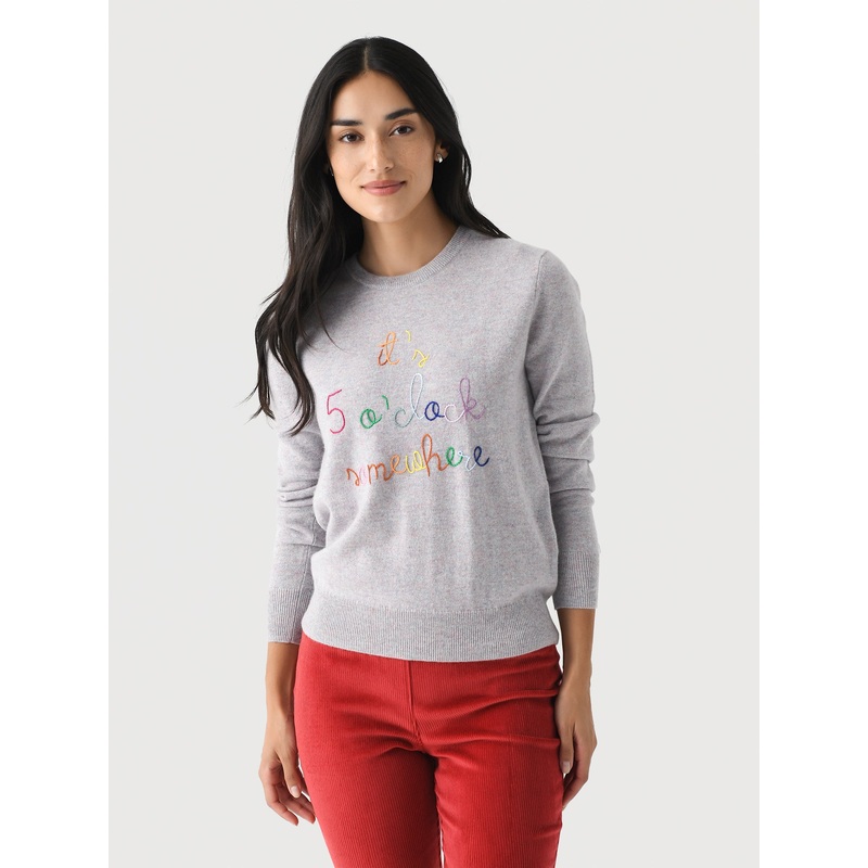 Lingua Franca Women’s It’s 5 O’Clock Somewhere Crewneck Sweater