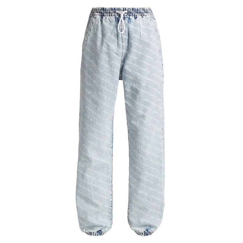 Alexander Wang Signature Logo Print Denim Jogger