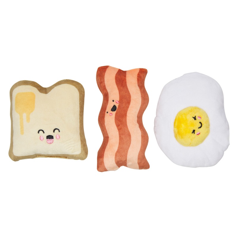 Barkfast Bacon Egg Toast 3 Pack Dog Toy