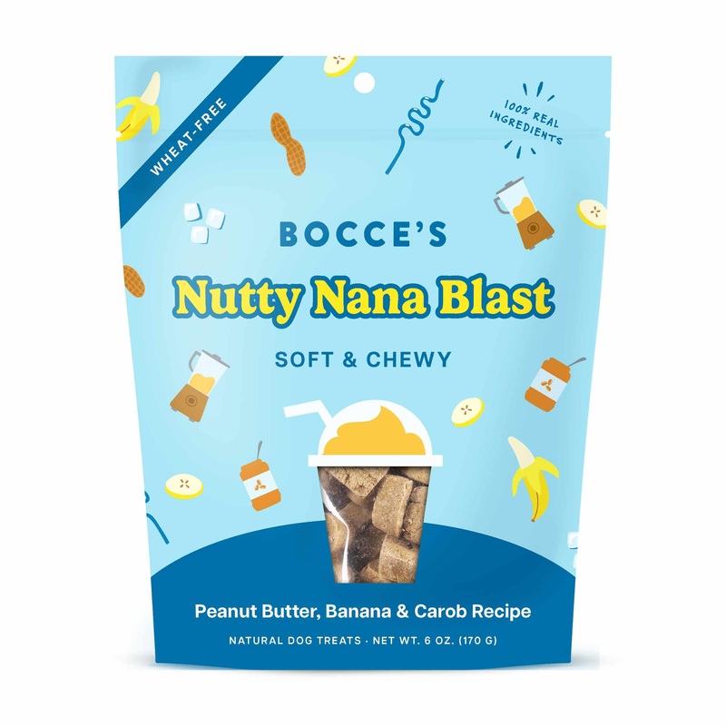 Bocces Nutty Nana Blast Peanut Butter, Banana & Carob Soft Chewy Dog Treats