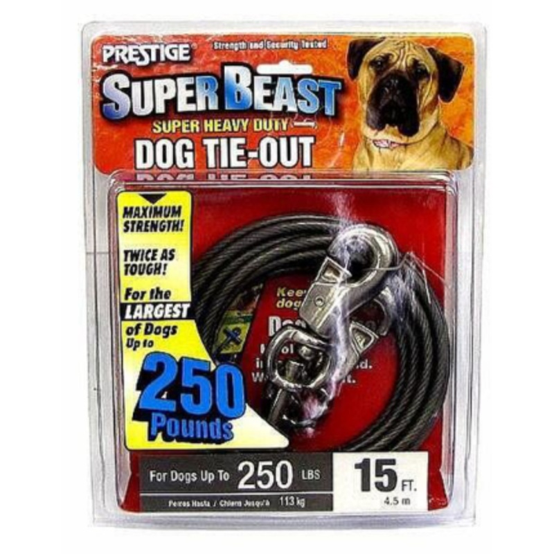 Boss Pet 15′ Tie-out w/ Spring XXLarge 250#