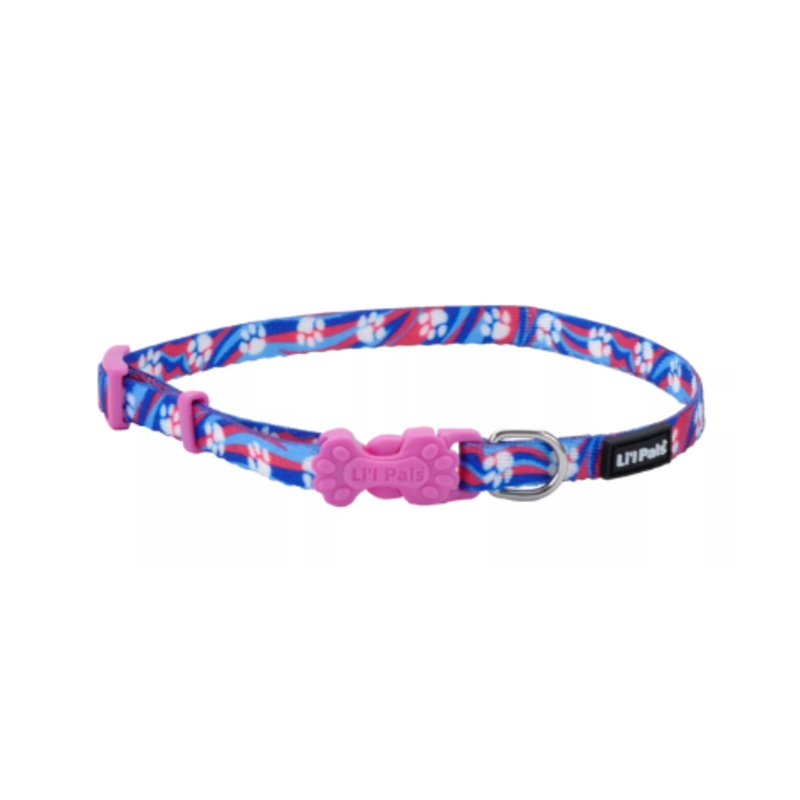 Li’l Pals 3/8 Adjustable Collar Blue Paws 6-8