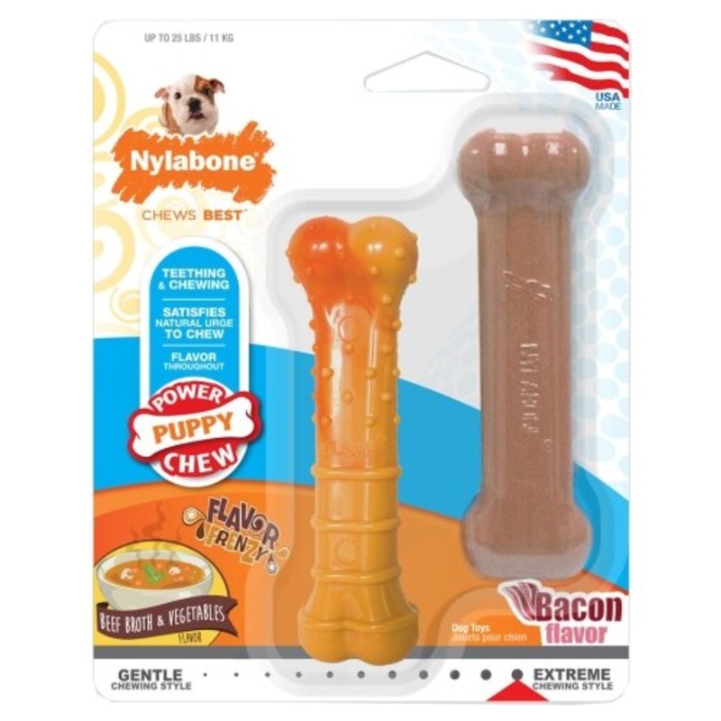 Nylabone Chew Twin Pack Beef/Veg/Bacon Regular