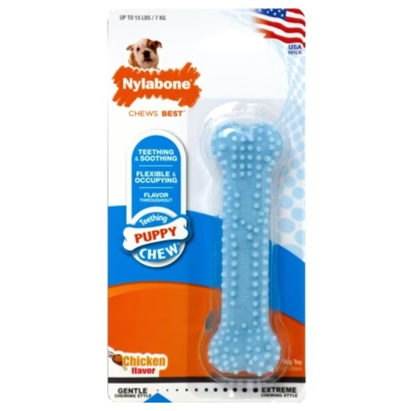 Nylabone Puppy Chew Bone Chicken Blue